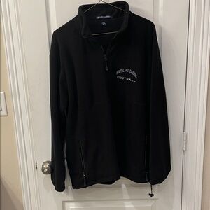 Men's Black Zip-Up Sweater with Embroidered Logo